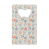 Rood- en marineachtergrond met anker creditkaart flessenopener (Achterkant)