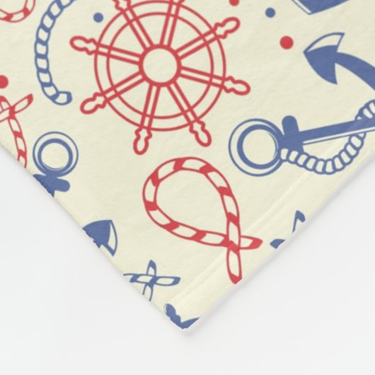 Rood- en marineachtergrond met anker fleece deken (Hoek)