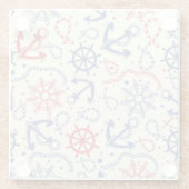 Rood- en marineachtergrond met anker glazen onderzetter (Achterkant)