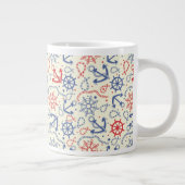 Rood- en marineachtergrond met anker grote koffiekop (Rechts)