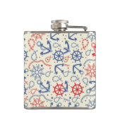 Rood- en marineachtergrond met anker heupfles (Achterkant)