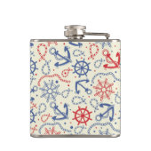 Rood- en marineachtergrond met anker heupfles (Achterkant)