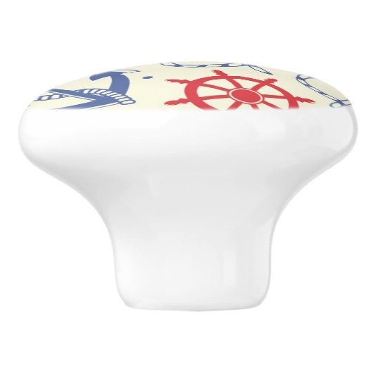 Rood- en marineachtergrond met anker keramische knop (Zijkant)