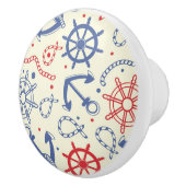 Rood- en marineachtergrond met anker keramische knop (Rechts)