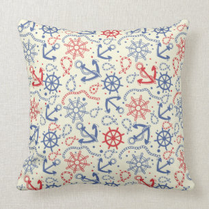 Rood- en marineachtergrond met anker kussen