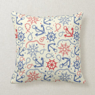 Rood- en marineachtergrond met anker kussen