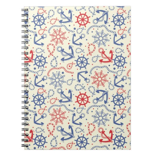Rood- en marineachtergrond met anker notitieboek (Voorkant)