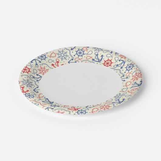 Rood- en marineachtergrond met anker papieren bordje (Gekanteld)