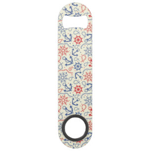 Rood- en marineachtergrond met anker speed flessenopener