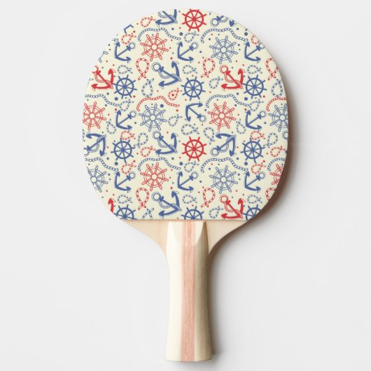 Rood- en marineachtergrond met anker tafeltennisbatje (Voorkant)