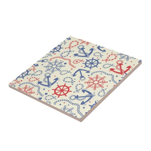 Rood- en marineachtergrond met anker tegeltje (Zijkant)