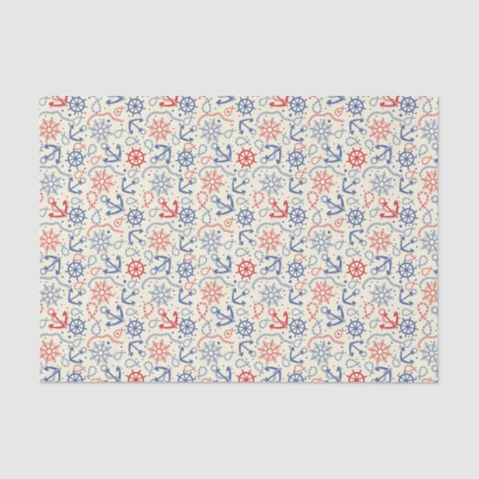 Rood- en marineachtergrond met anker tissuepapier (Voorkant)