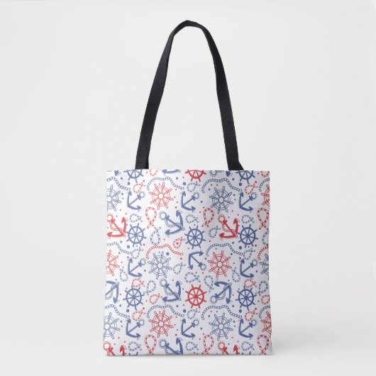 Rood- en marineachtergrond met anker tote bag (Voorkant)