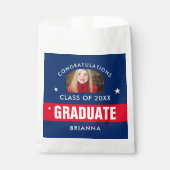 Rood en marineblauw Afstuderen Foto aangepast Bedankzakje (Voorkant)