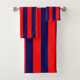 Rood en marineblauw gestreepte cabana bad handdoek