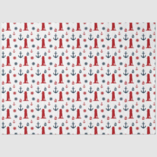 Rood en marineblauw nautisch serie ontwerp 12 tissuepapier