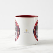 Rood- en marineblauw speldenpakket en gouden pootf tweekleurige koffiemok (Center)