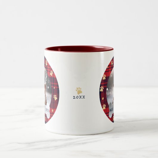 Rood- en marineblauw speldenpakket en gouden pootf tweekleurige koffiemok (Center)