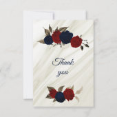 Rood en marinebloemenmarmer bedankkaart (Voorkant)