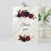 Rood en marinebloemenmarmer bedankkaart (Staand voorkant)