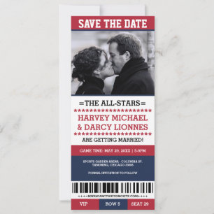 Rood- en marinesportticket Bewaar datum Save The Date