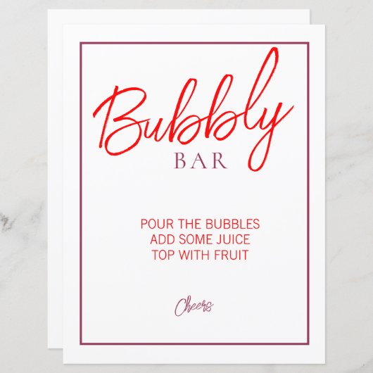 Rood en Maroon Bubble Bar Teken (Voorkant / Achterkant)