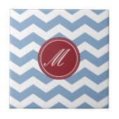 Rood en maroon Chevron met Monogram Tiles Tegeltje (Voorkant)