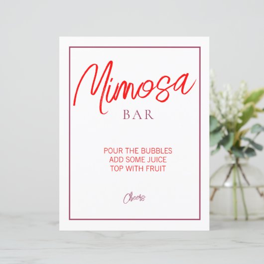 Rood en Maroon Mimosa Bar Teken (Staand voorkant)