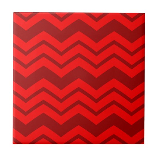 Rood en Maroon Zigzag Chevron Design Tegeltje (Voorkant)