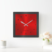 Rood en metaal Roestvrij stalen vierkant W Vierkante Klok (Huis)