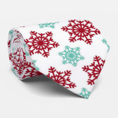 Rood en Mint Green Snowflakes kerst Stropdas (Opgerold)
