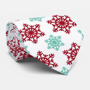 Rood en Mint Green Snowflakes kerst Stropdas