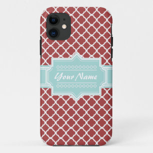 Rood en Mint Quatrefoil op maat Case-Mate iPhone Case