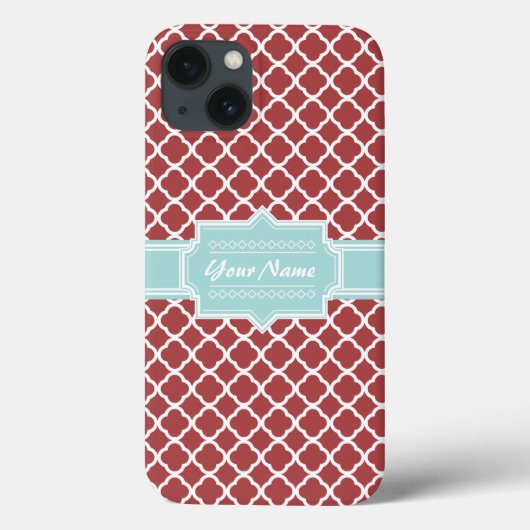 Rood en Mint Quatrefoil op maat Case-Mate iPhone Case (Achterkant)