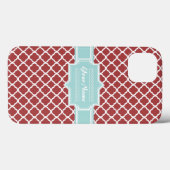Rood en Mint Quatrefoil op maat Case-Mate iPhone Case (Achterkant (horizontaal))