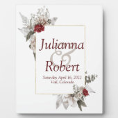 Rood en mist waterverf florale bruiloft fotoplaat (Voorkant)