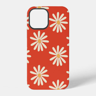 rood en mosterd 1970's groovy vintage retro bloem iPhone 12 hoesje