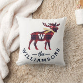 Rood- en Navy Buffalo Pset Moose Monogram Kerstmis Kussen (Deken)