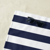 Rood en Navy Stripes Monogram Strandlaken (In situ)