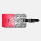 Rood- en nevelglitter bagagelabel (Voorkant horizontaal)