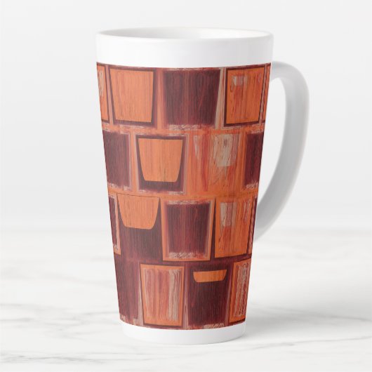 rood en oranje abstract latte mok (Rechterhoek)