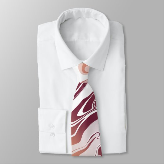 Rood en Oranje Abstract vloeibaar marmergradiënt Stropdas (Gebonden)