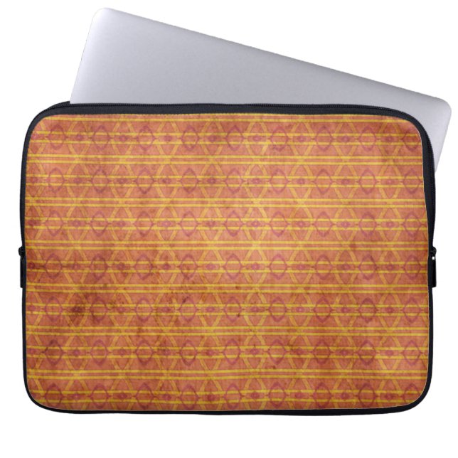 Rood en Oranje Aztec Patroon Laptop Sleeve (Voorkant)