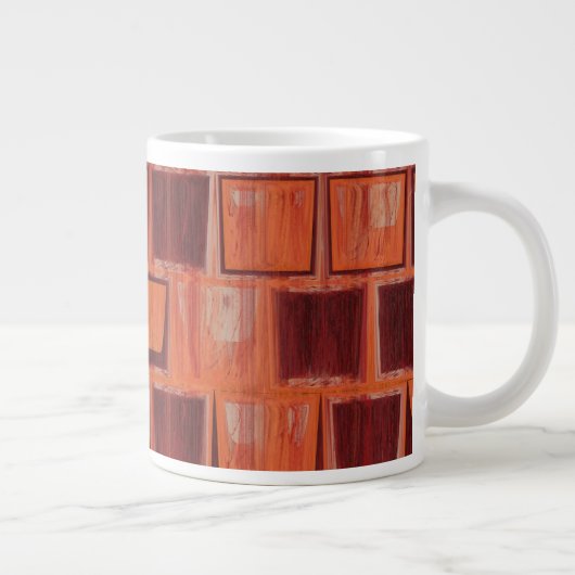 Rood en Oranje geometrisch Grote Koffiekop (Rechts)