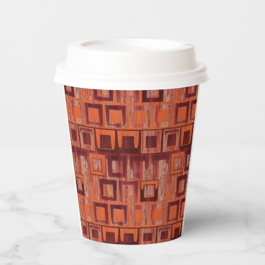 Rood en Oranje geometrisch Papieren Bekers (Voorkant)