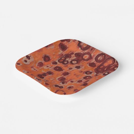 Rood en Oranje geometrisch Papieren Bordje (Gebogen)