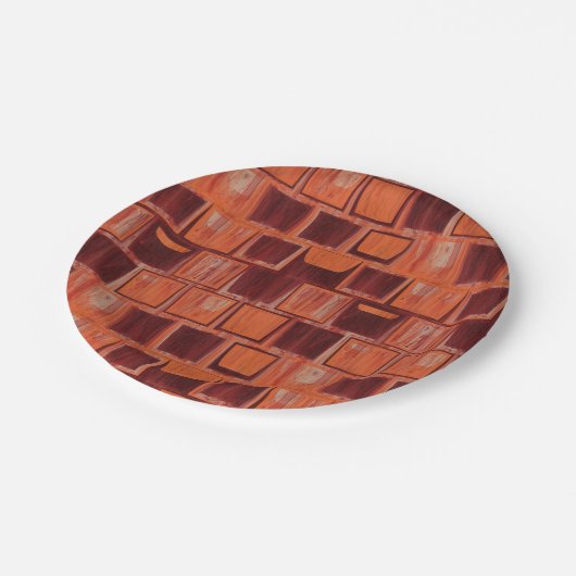 Rood en Oranje geometrisch Papieren Bordje (Gekanteld)