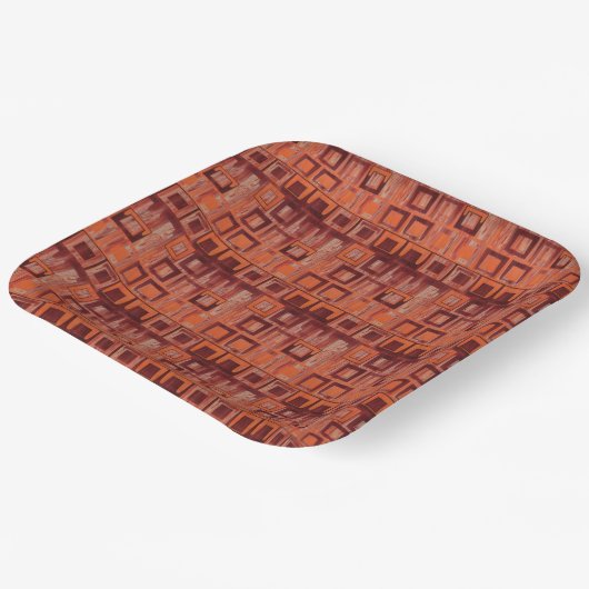 Rood en Oranje geometrisch Papieren Bordje (Gebogen)