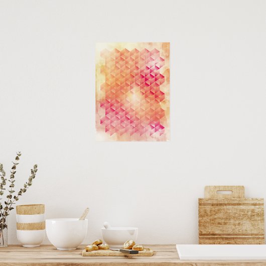 Rood en Oranje geometrisch Poster (Keuken)