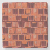 Rood en Oranje geometrisch Stenen Onderzetter (Voorkant)